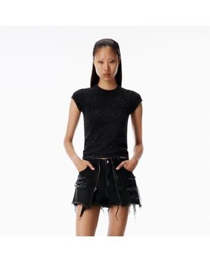 Alexander Wang All Over Crystal Baby Tee - Black