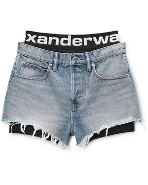 Alexander Wang Pre-Styled Relaxed Logo Bike Short - Blue