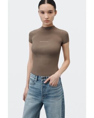 Alexander Wang Jacquard Logo Short Sleeve Crewneck Top - Blue