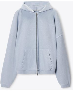 Alexander Wang Crystal Hotfix Oversized Zip-Up Hoodie - Blue