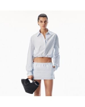 Alexander Wang Cropped Shirt With Adjustable Drawcord Hem - Blue