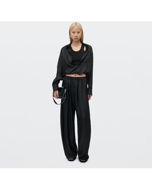 Alexander Wang Silk Mid-Rise Track Pant - Black