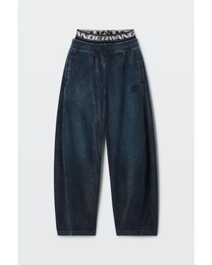 Alexander Wang Brushed Denim Logo Elastic Sweatpant - Blue