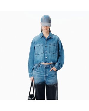Alexander Wang Cropped Long Sleeve Shirt - Blue