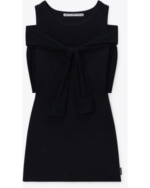 Alexander Wang Layered Mini Tank Dress With Tie-Front Cardigan - Black