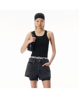 Alexander Wang Jacquard Logo Racer Tank - Black