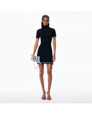Alexander Wang Ribbed Short-Sleeve Dress - Blue