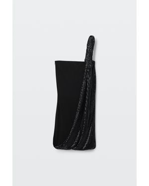 Alexander Wang Asymmetrical Dress With Rhinestones - Black