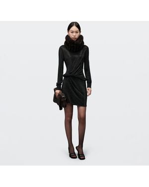 Alexander Wang Crystal Twist Boatneck Dress - Black