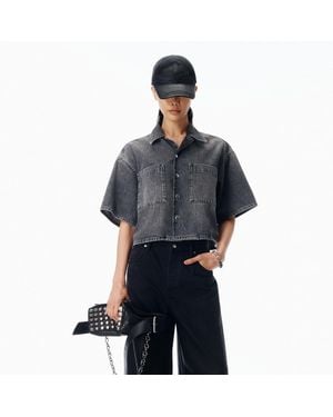 Alexander Wang Cropped Short Sleeve Shirt - Blue