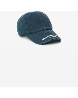 Alexander Wang Unisex Distressed Logo Baseball Cap - Blue
