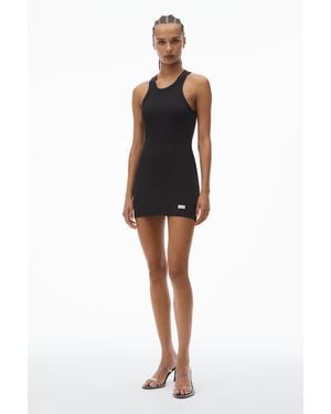 Alexander Wang Crystal Hotfix Racer Tank Loungewear Minidress - Black