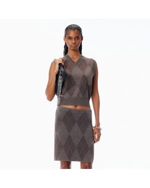 Alexander Wang Crystal Hotfix Wool-Blend Argyle Vest - Brown