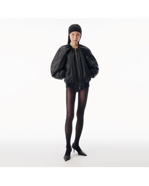 Alexander Wang Leather Scoop Neck Bomber Jacket - Black
