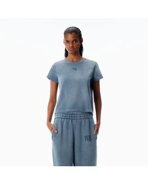 Alexander Wang Shrunken Cotton Tee With Logo - Blue