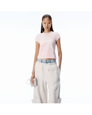 Alexander Wang Crystal Logo Cotton Baby Tee - White
