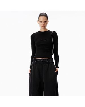 Alexander Wang Knit Logo Long Sleeve Tee - Black