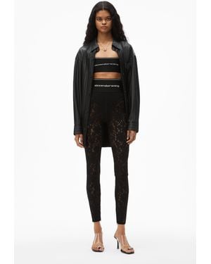 Alexander Wang Logo Elastic Lace LEGGING - Black