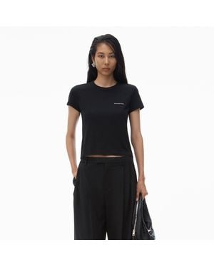 Alexander Wang Logo-Print Shrunken Jersey Tee - Black