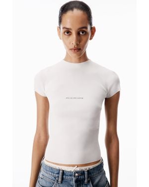 Alexander Wang Jacquard Logo Short Sleeve Crewneck Top - White