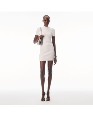 Alexander Wang Debossed Logo Mock Neck Dress - White