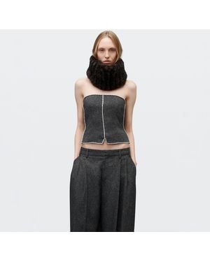 Alexander Wang Tweed Strapless Top With Crystal Trim - Black