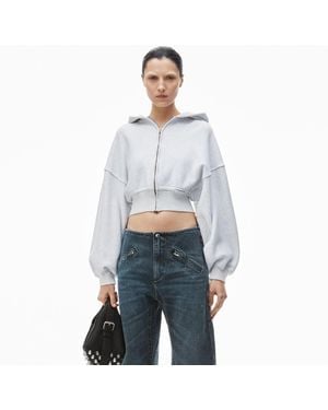 Alexander Wang Cropped Zip Up Hoodie - White