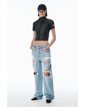 Alexander Wang Distressed Ez Mid-rise Jeans With Hardware - Blue