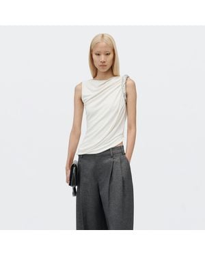 Alexander Wang Crystal Twist Sleeveless Top - Grey