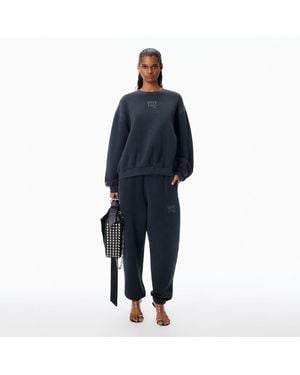 Alexander Wang Crystal Hotfix Logo Sweatpant - Blue