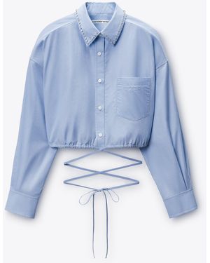 Alexander Wang Wrap Shirt W/ Crystal Stud Collar - Blue