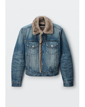 Alexander Wang Denim Jacket W/ Faux Fur Lining - Blue
