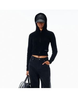 Alexander Wang Knit Logo Zip-Up Hoodie - Blue