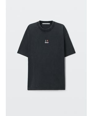 Alexander Wang Crystal Hotfix I Heart Aw Oversized Tee - Black