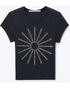 Alexander Wang Crystal Hotfix Pinwheel Fitted Tee - Black