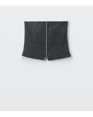 Alexander Wang Tweed Strapless Top With Crystal Trim - Black