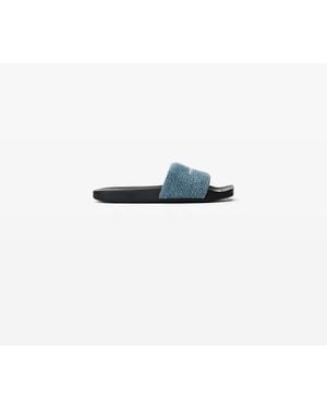 Alexander Wang Crystal Denim Aw Pool Slide - Blue