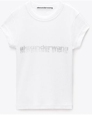Alexander Wang Crystal Hotfix Logo Cotton Baby Tee - White