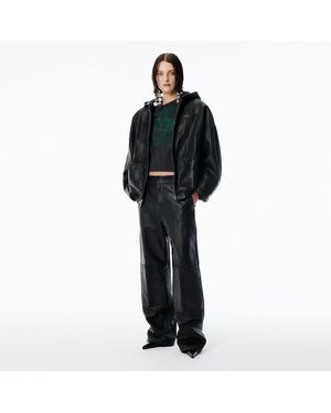 Alexander Wang Worn Moto Leather Workwear Pant - Black