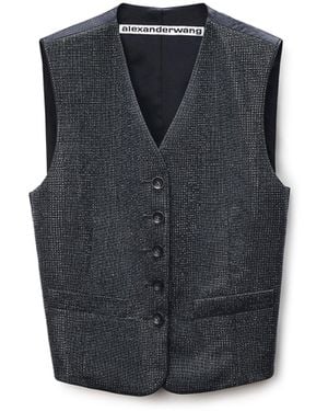 Alexander Wang Crystal Hotfix Tailored Vest - Black