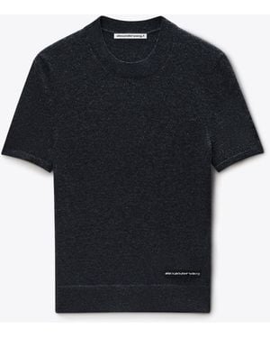 Alexander Wang Ss Crewneck Tee W/ Knit Logo Label - Blue