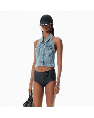 Alexander Wang Bleach Denim Halter Top - Blue