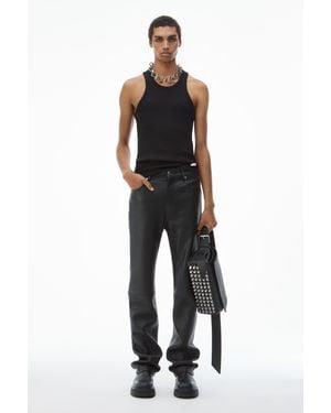 Alexander Wang Slim-leg Pants In Primal Lambskin Leather - Black