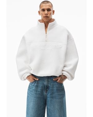 Alexander Wang Half Zip Sweatshirt In Towel Terry - White