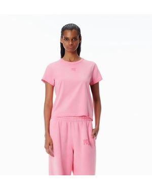 Alexander Wang Shrunken Cotton Tee With Logo - Pink