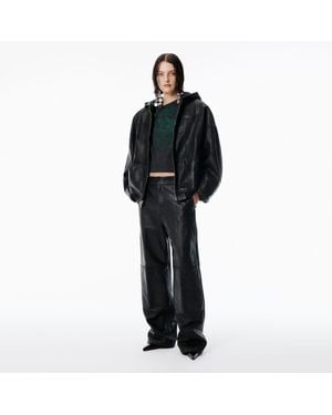 Alexander Wang Worn Moto Leather Workwear Pant - Black