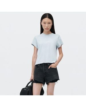 Alexander Wang Logo Print Shrunken Short Sleeve Tee - Blue