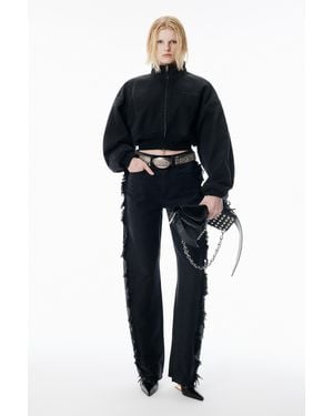 Alexander Wang Black Brushed Denim Funnel Neck Jacket - Blue