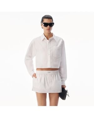 Alexander Wang Embroidered Logo Cropped Shirt - White