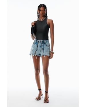 Alexander Wang Blue Double-layer Skort With Hardware - Black